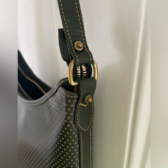 Dooney & Bourke Cabrio Green Perforated Zip Hobo Bag Purse - Picture 4 of 14